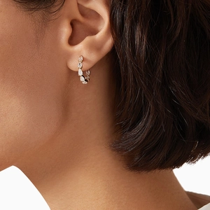 Exquisite S925 sterling silver hoop earrings featuring pear-cut cubic zirconia stones