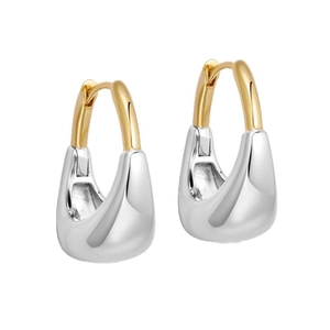 Boucles d'oreilles bicolores or et argent en argent 925 avec une finition miroir polie