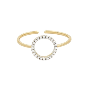 Bague ouverte moderne en argent sterling 925 doré avec cercle en oxydes de zirconium
