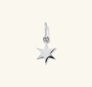 Close-up of a polished S925 sterling silver hexagram star pendant with a shiny mirror finish
