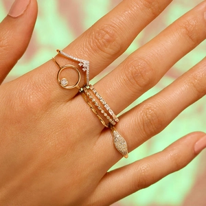 Set di anelli in argento S925 placcato oro 18K con micro-intarsio di diamanti brillanti