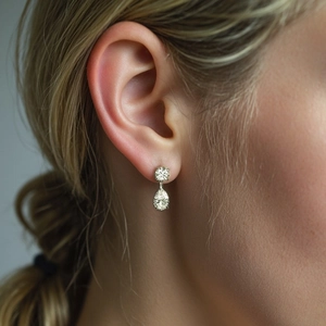 Boucles d'oreilles pendantes en argent S925 avec zircons ronds et en forme de poire