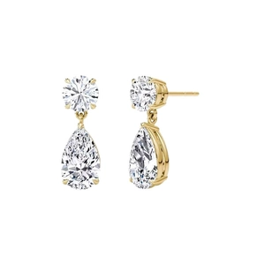 Boucles d'oreilles en argent S925 doré avec cristaux ronds et en forme de poire