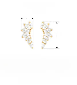Détails des boucles d'oreilles ailes en argent 925 avec zircons marquise brillants
