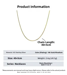 Détails de la chaîne serpent en argent sterling 925 avec placage en or 18 carats