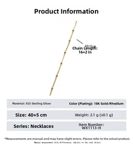 Spécifications de la chaîne à billes en argent sterling S925 plaqué or 18 carats
