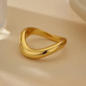 Minimalist S925 Sterling Silver 18K Gold Plated Irregular Wave Ring For Women Elegant Geometric Line Finger Ring Jewelry