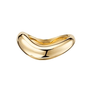 Polished 925 sterling silver golden wavy ring with an irregular sculptural aesthetic