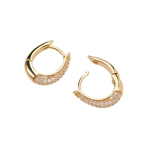 Boucles d'oreilles en argent S925 plaqué or avec pavé de diamants brillants en forme de U