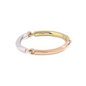 Tricolor 925 silver minimalist bangle in 18k gold, rose gold and platinum finishes
