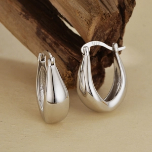 Minimalist 925 Sterling Silver U-Shaped Hoop Earrings For Women Polished High-End Fashion 18K Gold Plated Ear Buckle Jewelry