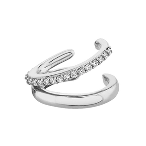Manchette d'oreille double en argent sterling S925 avec micro-pavage de zircons brillants