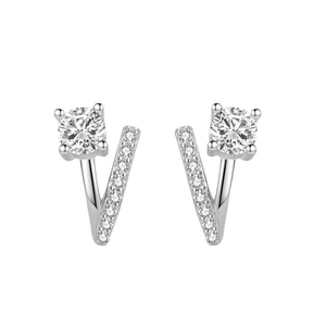 Élégantes boucles d'oreilles en forme de V en argent S925 avec zircons scintillants