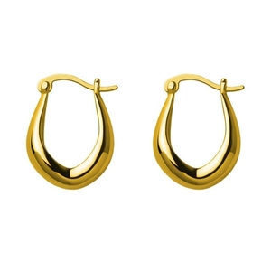 Polished 925 sterling silver U-shaped hoop earrings in gold finish with lever-back closure