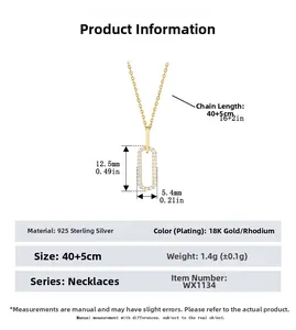 Detailed technical diagram showing 925 sterling silver rectangular pendant dimensions