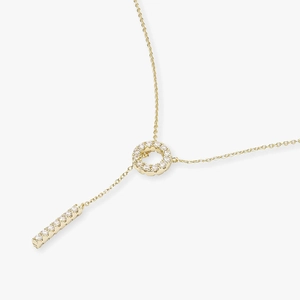 Elegant gold Y-shaped S925 sterling silver necklace with sparkling zircon drop pendant