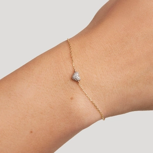 Elegant gold S925 sterling silver heart bracelet with sparkling pavé cubic zirconia