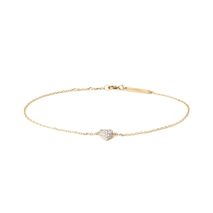 Elegant S925 sterling silver gold-plated heart bracelet with sparkling pavé crystals