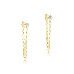 Boucles d'Oreilles Pendantes en Argent Sterling 925 Forme de U Frange Strass Incrusté pour Femme Bijoux de Mode
