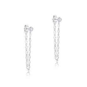 Boucles d'oreilles élégantes en argent S925 avec pampilles en U et zircons brillants