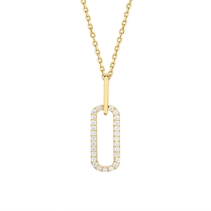 S925 sterling silver interlocking double ring necklace with micro-paved sparkling diamonds