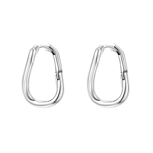 S925 sterling silver irregular U-shaped geometric hoop earrings with polished finish