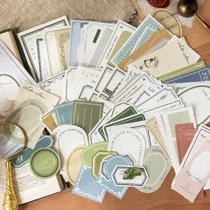Vintage scrapbooking paper set with diverse shapes and muted colors for journal decoration