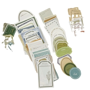 Vintage Morandi style paper labels and decorative tags set for scrapbooking