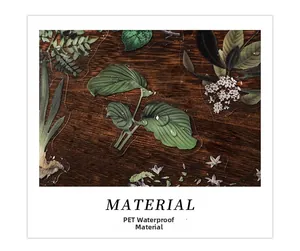 Adesivi floreali in PET impermeabili con gocce d'acqua su legno scuro per journal DIY