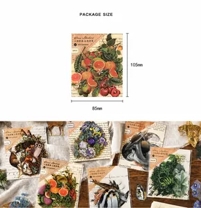 Dettagli di adesivi decorativi vintage con fiori e gufi, dimensioni 105mm x 85mm