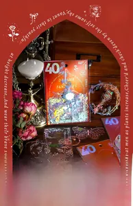 Gros plan d'autocollants PET Dream Fantasy vintage avec motifs de fleurs et papillons