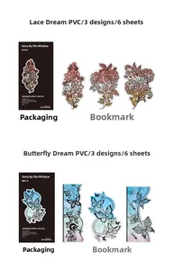 Set di segnalibri dettagliati in PVC con motivi in pizzo e farfalle per scrapbooking