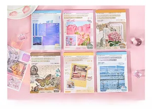 Detailed view of 6 styles of vintage INS stickers including floral and butterfly themes