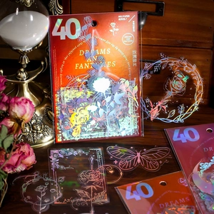 Stickers roses laser lot de 40 série Dreamy Fantasy avec effet holographique arc-en-ciel