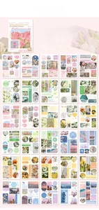 Detail view of 30 sheets vintage flower and nature theme stickers for journaling and scrapbooking