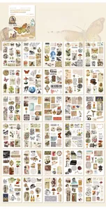 Collection of 30 sheets of vintage journal stickers featuring butterflies and florals