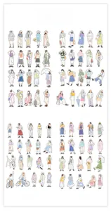 Détail montrant diverses illustrations de filles à la mode du pack d'autocollants décoratifs