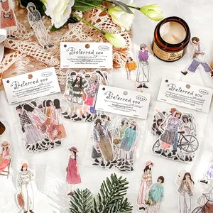 Lot de stickers de personnages féminins style japonais pour décoration de carnets