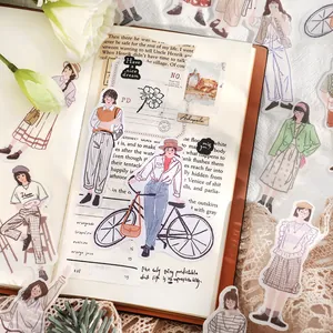 Autocollants d'illustrations de mode vintage pour décoration de journal et scrapbooking