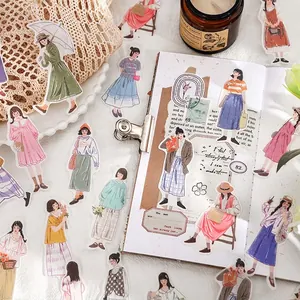 Autocollants de personnages féminins style japonais pour décoration de scrapbooking