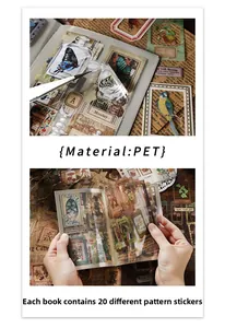 Détail d'autocollants PET vintage avec papillons et cadres pour le scrapbooking