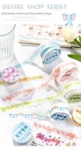 Detailed macro view of lace-edged decorative washi tape for DIY scrapbooking projects