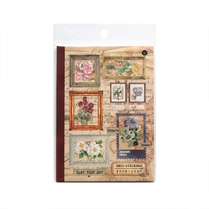 Set de stickers floraux rétro pour scrapbooking dans un emballage transparent