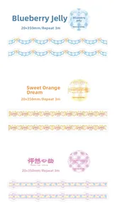 Close-up of three lace themed decorative masking tapes for DIY bullet journaling