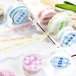 Lace decorative washi tape set with heart and bow patterns for scrapbooking DIY projects