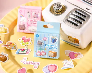 Details süßer Cotton Candy Cartoon Aufkleber 50er Set in rosa und blauen Boxen