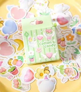 Nahaufnahme der Cotton Candy Cartoon-Sticker mit 50 Stück in grüner Box für Scrapbooking