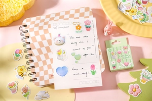 Gros plan d'autocollants 3D Cotton Candy avec ours mignons et motifs floraux