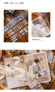 Detail of vintage waste removal stickers with retro labels and frames for DIY journals