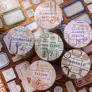 Vintage Label PET Washi Tape For Scrapbooking DIY Journal Decorative Retro Ticket Ephemera Sticker Material Paper Tape